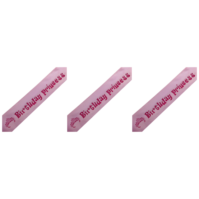 3x Birthday Princess Sash (Light Pink) Pack - 21st/18th Girls Night Celebration Party