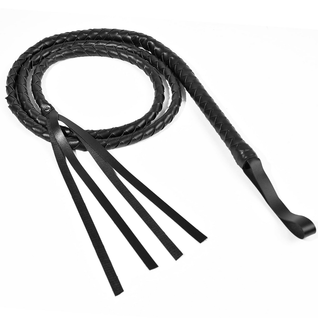 Black 180cm Faux Leather Whip - Cowboy/Riding Costume (Fancy Dress Accessory)