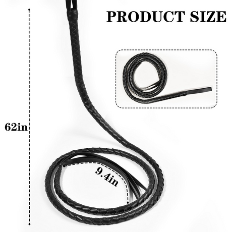 BLACK WHIP Faux Leather Costume Party 180cm Riding Cowboy Fancy Dress