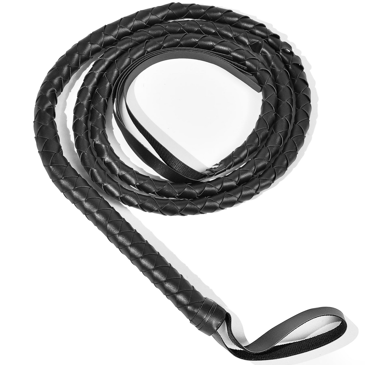 Black 180cm Faux Leather Whip - Cowboy/Riding Costume (Fancy Dress Accessory)