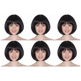 6x Black Bob Wig Bulk Pack - Short Straight Fringe Hair for Cosplay Costume/Fancy Dress Party