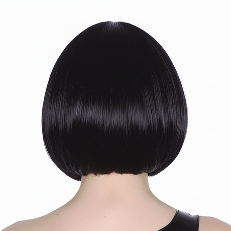 Black Bob Wig - Short Straight Fringe Hair for Cosplay Costume/Fancy Dress Party
