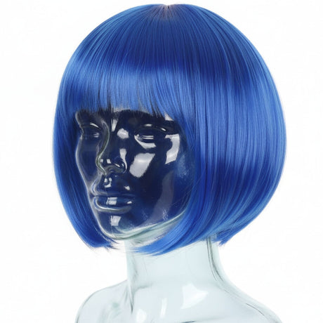 Blue Bob Wig - Short Straight Fringe Hair for Cosplay Costume/Fancy Dress Party