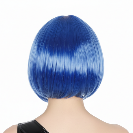 6x Blue Bob Wig Bulk Pack - Short Straight Fringe Hair for Cosplay Costume/Fancy Dress Party