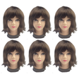6x Brown Bob Wig Bulk Pack - Short Straight Fringe Hair for Cosplay Costume/Fancy Dress Party