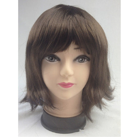 6x Brown Bob Wig Bulk Pack - Short Straight Fringe Hair for Cosplay Costume/Fancy Dress Party