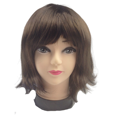 6x Brown Bob Wig Bulk Pack - Short Straight Fringe Hair for Cosplay Costume/Fancy Dress Party