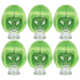 6x Green Bob Wig Bulk Pack - Short Straight Fringe Hair for Cosplay Costume/Fancy Dress Party