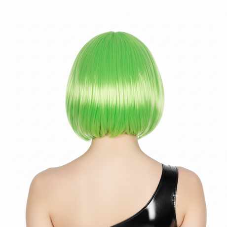 6x Green Bob Wig Bulk Pack - Short Straight Fringe Hair for Cosplay Costume/Fancy Dress Party