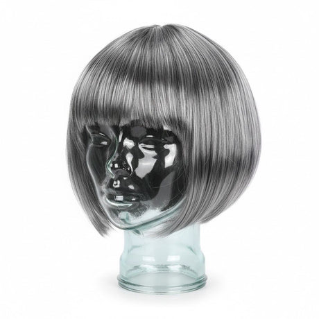Grey Bob Wig - Short Straight Fringe Hair for Cosplay Costume/Fancy Dress Party