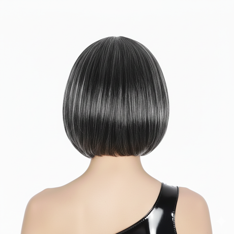 6x Grey Bob Wig Bulk Pack - Short Straight Fringe Hair for Cosplay Costume/Fancy Dress Party