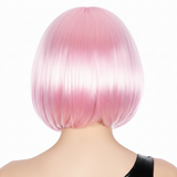 Light Pink Bob Wig - Short Straight Fringe Hair for Cosplay Costume/Fancy Dress Party