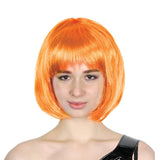 Orange Bob Wig - Short Straight Fringe Hair for Cosplay Costume/Fancy Dress Party