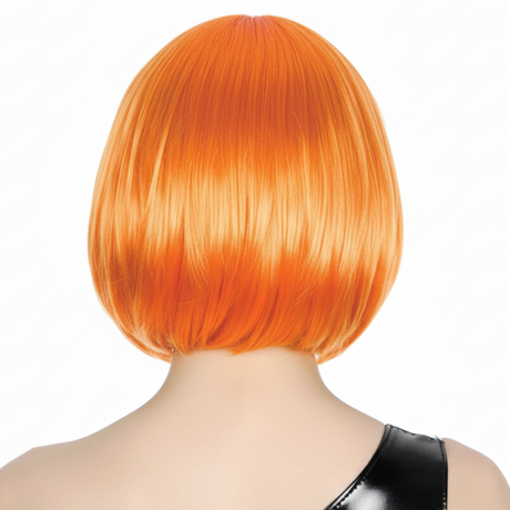 6x Orange Bob Wig Bulk Pack - Short Straight Fringe Hair for Cosplay Costume/Fancy Dress Party