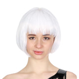 White Bob Wig - Short Straight Fringe Hair for Cosplay Costume/Fancy Dress Party