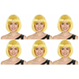 6x Yellow Bob Wig Bulk Pack - Short Straight Fringe Hair for Cosplay Costume/Fancy Dress Party