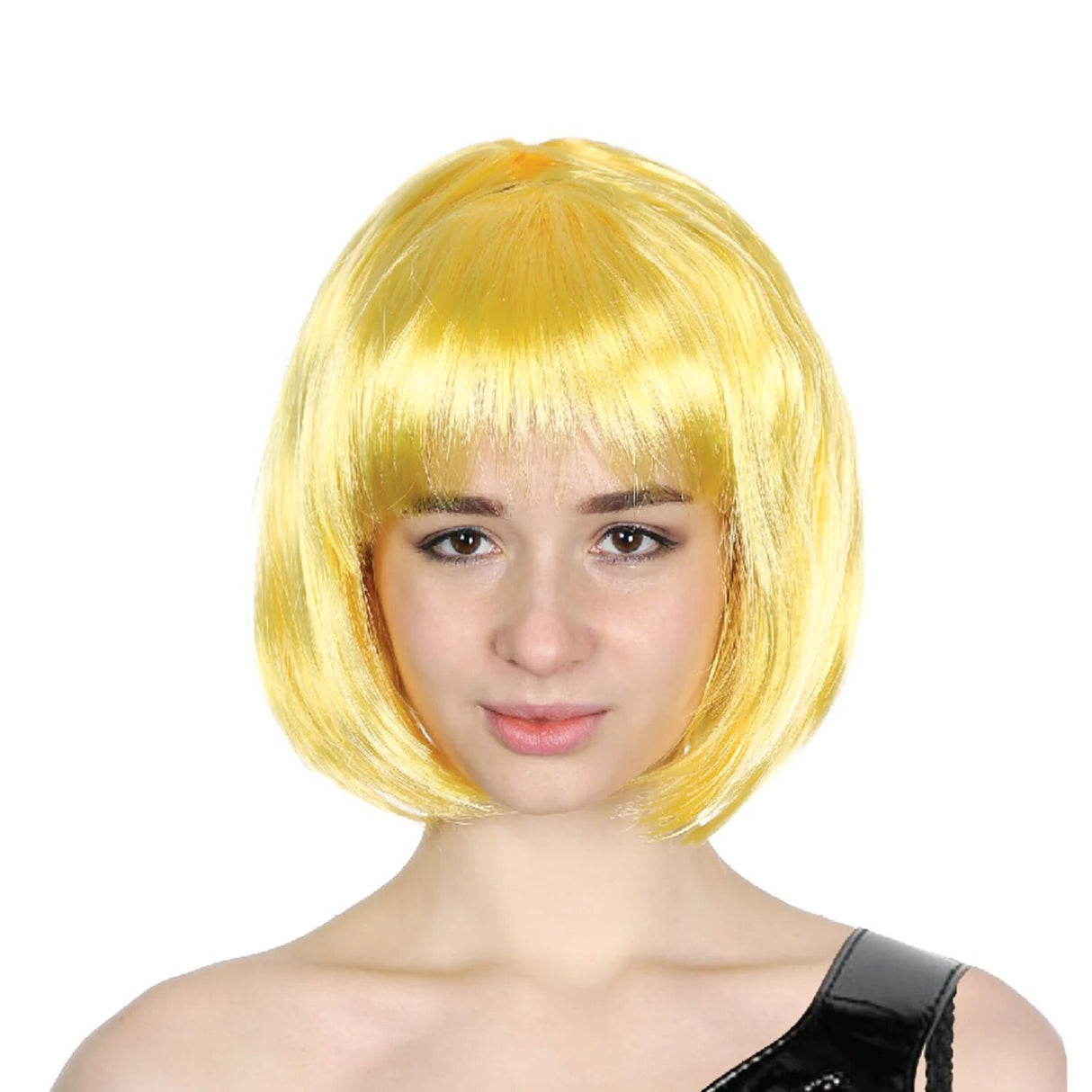 Yellow Bob Wig - Short Straight Fringe Hair for Cosplay Costume/Fancy Dress Party