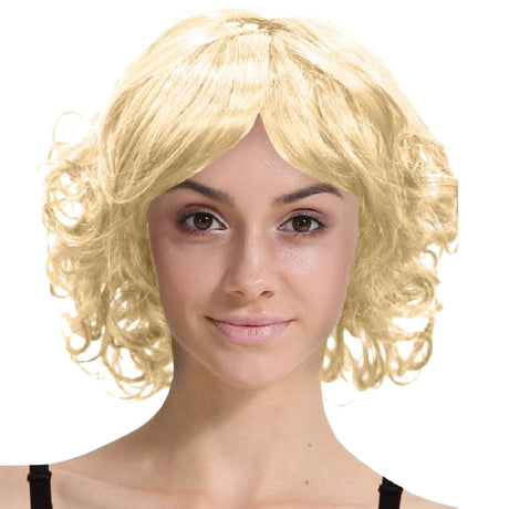 Blonde Bob Wig - Curly Fringe Hair for Cosplay 60s/70s Costume/Fancy Dress Party