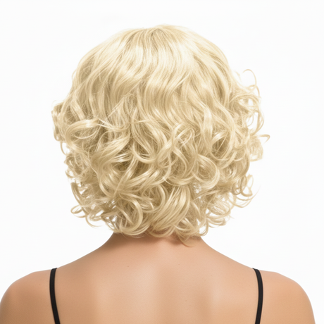 Blonde Bob Wig - Curly Fringe Hair for Cosplay 60s/70s Costume/Fancy Dress Party