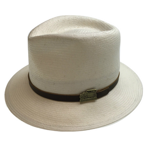 Mens Premium Panama Straw Trilby Hat - Natural (Made in USA Fedora Brim Cap)