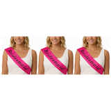 3x Bridesmaid Hens Night Sash Pack - Hot Pink (Satin Bridal Party Accessory)