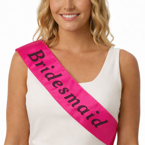 Bridesmaid Hens Night Sash - Hot Pink (Satin Bridal Party Accessory)