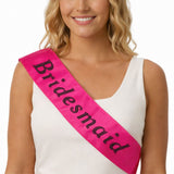 Bridesmaid Hens Night Sash - Hot Pink (Satin Bridal Party Accessory)