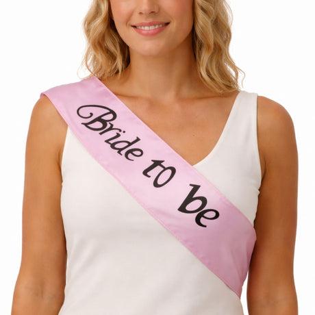 Bride To Be Hens Night Sash - Light Pink (Satin Bridal Party Accessory)