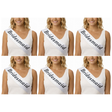 6x Bridesmaid Hens Night Sash Bulk Pack - White (Satin Bridal Party Accessory)