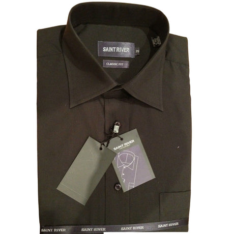 Saint River Mens Business Long Sleeve Dress Shirt - Black (Formal Shirts)