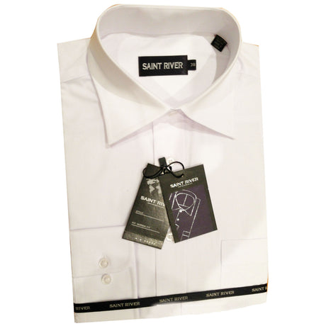 Saint River Mens Business Long Sleeve Dress Shirt - White (Formal Shirts)