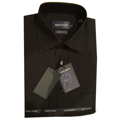 Mens BUSINESS SHIRT Plus Size King Big Large Formal S M L XL XXL 3XL 4XL 5XL - Black