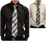 Mens BUSINESS SHIRT Plus Size King Big Large Formal S M L XL XXL 3XL 4XL 5XL - Black