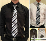 Mens BUSINESS SHIRT Plus Size King Big Large Formal S M L XL XXL 3XL 4XL 5XL - Black