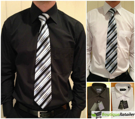 Mens BUSINESS SHIRT Plus Size King Big Large Formal S M L XL XXL 3XL 4XL 5XL - Black