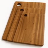 3x Natural Hard Wood Acacia Chopping Board Set