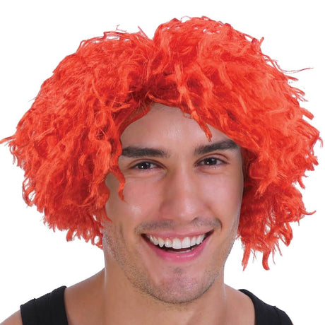 Orange Afro Wig - Crazy Curly Hair for 70s/80s Rock, Punk & Fancy Dress Party