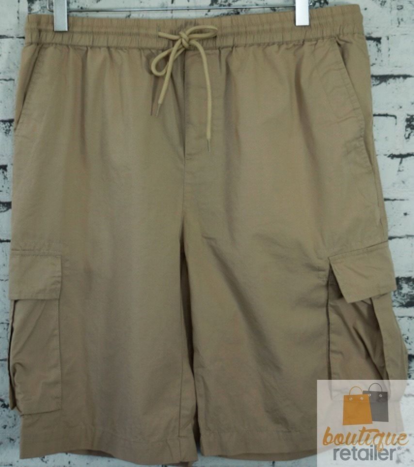 CARGO SHORTS Elastic Waist 100% COTTON Army Pocket Mens Drawstrings 0526