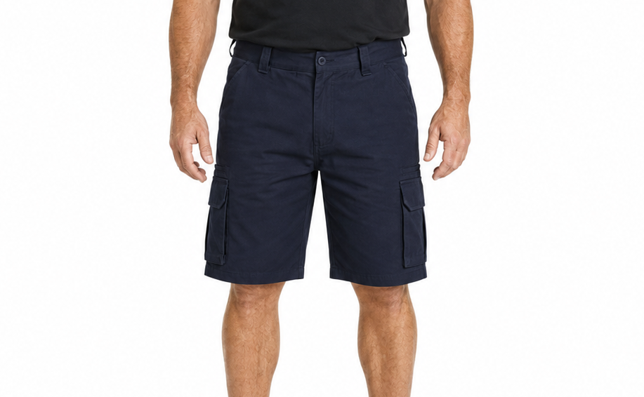 Mens 100% Cotton Cargo Shorts - Navy Blue (Heavy Duty Drill Work/Tradie)