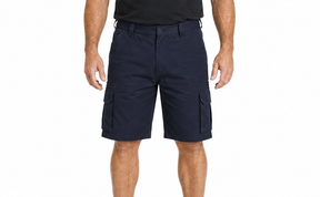 Mens 100% Cotton Cargo Shorts - Navy Blue (Heavy Duty Drill Work/Tradie)