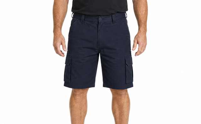 Mens 100% Cotton Cargo Shorts - Navy Blue (Heavy Duty Drill Work/Tradie)