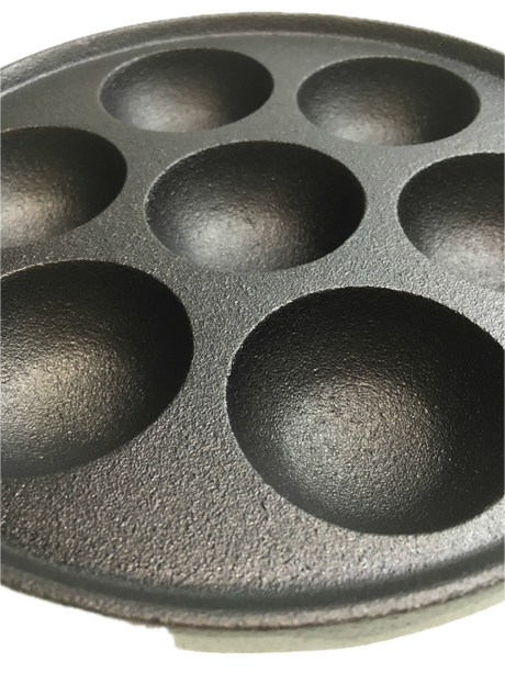 7 Hole Dimple Cast Iron Poffertjes Mini Dutch Pancake Pan with Handles