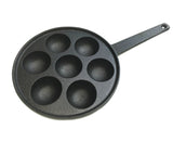 7 Hole Dimple Cast Iron Poffertjes Mini Dutch Pancake Pan with Handles