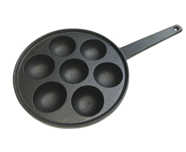 7 Hole Dimple Cast Iron Poffertjes Mini Dutch Pancake Pan with Handles