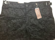 Mens Deluxe Plus Size Cargo Shorts - Heavy Duty 100% Cotton Drill Summer - Black (with print)
