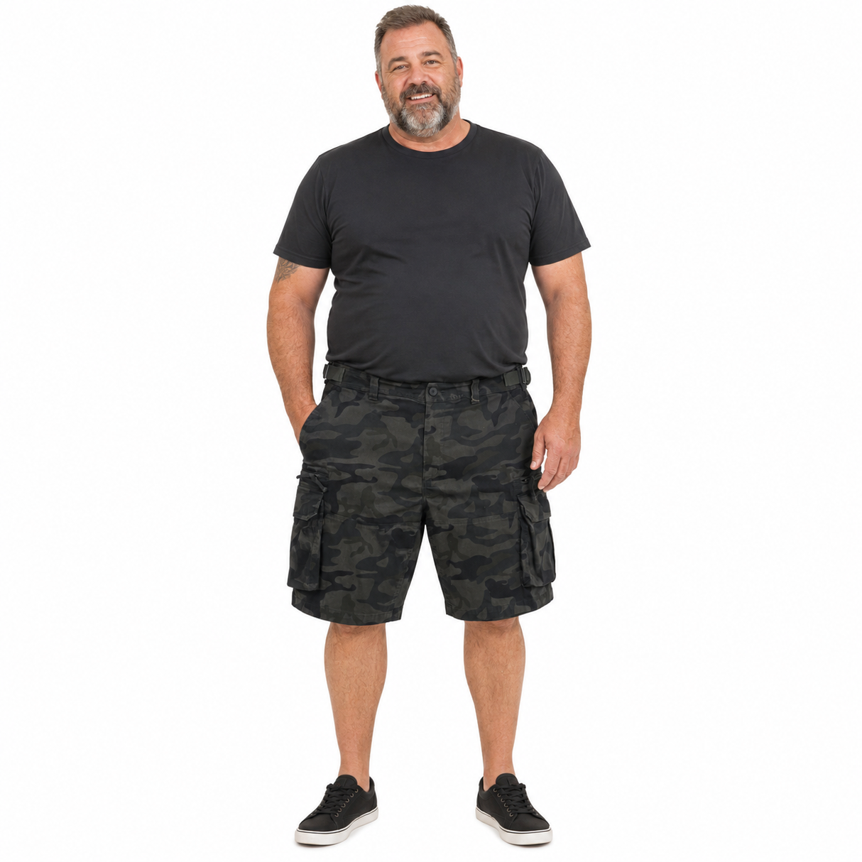 Mens Deluxe 100% Cotton Cargo Shorts - Camo (Heavy Duty Drill Work/Tradie)
