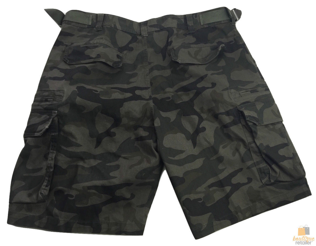 Mens Deluxe 100% Cotton Cargo Shorts - Camo (Heavy Duty Drill Work/Tradie)