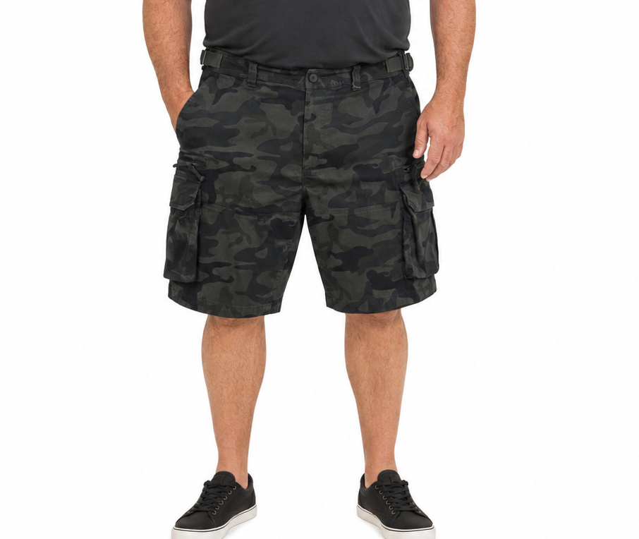 Deluxe PLUS SIZE CARGO SHORTS Heavy Duty Big Sizes 100% COTTON Drill Summer - Camo - XL (42""/107cm)