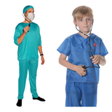 Surgeon Scrubs Family Costume Set - Mens & Boys Hospital Halloween Fancy Dress
