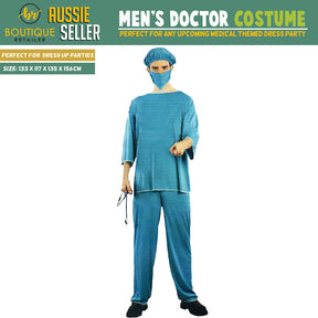 Mens Adult Doctor Costume Dr Surgeon Scrubs Halloween Fancy Party Hospital